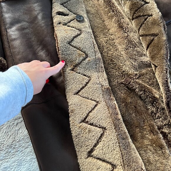 € 2300 Authentic SINCLAIR 100% Shearling Fur Montone Coat ITALY Size 42 - Picture 9 of 16